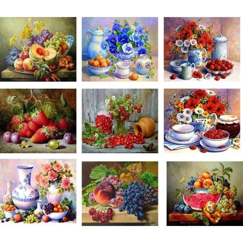 DIY diamond painting fruit round diamond embroidery flower raspberry picture diamond mosaic kitchen decoration