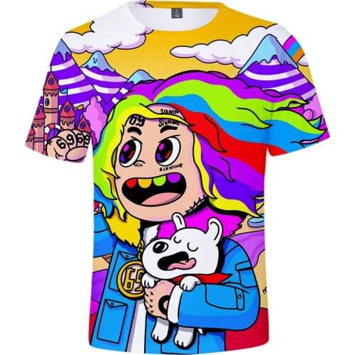 Rapper 6IX9INE T-shirt Fashion Casual Cartoon T Shirt Men Women T Shirt Summer Hip Hop Harajuku Trend T-shirt Tekashi69 T Shirt