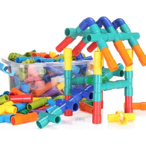 Creative Pipeline Tunnel Blocks 3D Construction Toys Baby Plastic DIY Assembling Water Pipe Building Blocks for Children Gifts