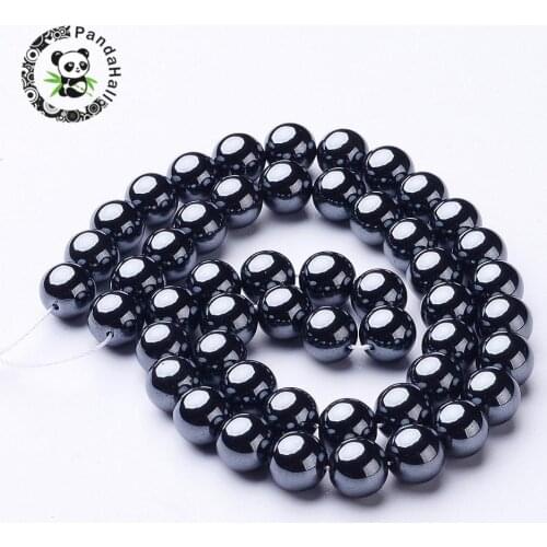 4 6 8 10mm Black Round Non-Magnetic Synthetic Hematite Beads Strands Loose Spacer Beads Grade AAA for Jewelry Making hole: 1mm