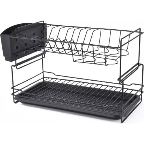 Kitchen Dish Drying Rack, 2-Tier Dish Rack with Utensil Holder, Cutting Board Holder and Dish Drainer