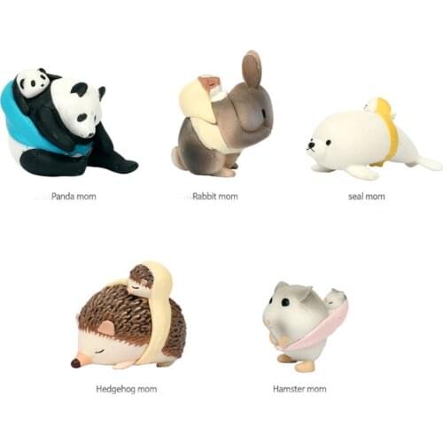 Mom and kid panda rabbit seal hedgehog hamster/miniatures/lovely animals/fairy garden gnome/terrarium decor/model toy/figurine