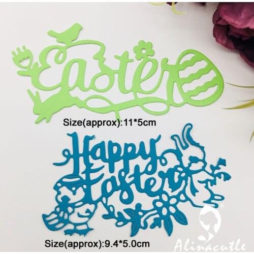 Metal Cutting die Die Cut 2pc Happy Easter Bunny Egg Scrapbook Paper Craft Handmade Card Album Punch Art Cutter Alinacutle Die