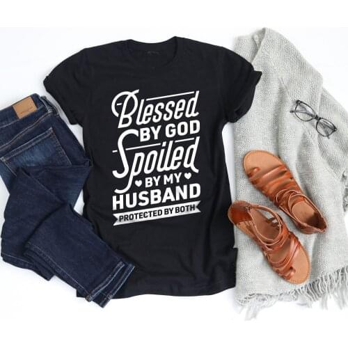 Cute Blessed By God Christian T Shirt Women Grunge Tumblr Funny Hipster Slogan Graphic Vintage Street Style Tees Quote Tops