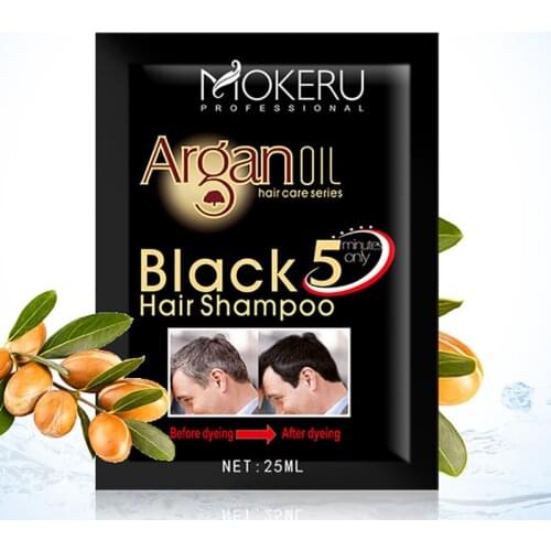 Mokeru 5pc/Lot Natural Herbal Long Lasting Permanent Black Hair Dye Shampoo Fastly Covering Grey White Hair Shampoo
