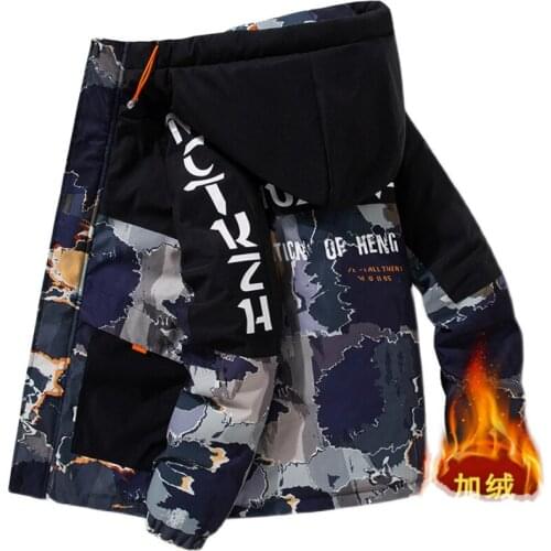 Men Winter Jacket Coat Hooded Warm Thickened Cotton Padded Fad Outwear chaquetas hombre