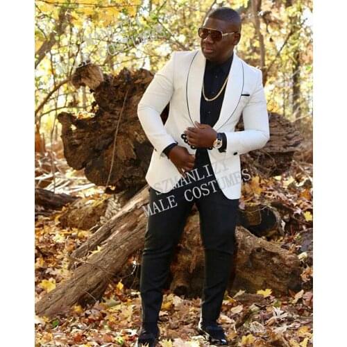 2020 Fashion Design White Men Suits Terno Slim Fit Fashion Party Wedding Tuxedo For Men Formal Groom Suits With Pants Blazer