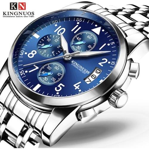 Mens steel band watch single calendar luminous waterproof watch