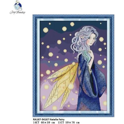 Joy Sunday The Fairy Pattern 11CT Printed Fabric 14CT Canvas DMC Chinese DIY Hand Cross-stitch set Embroidery NKF Needlework