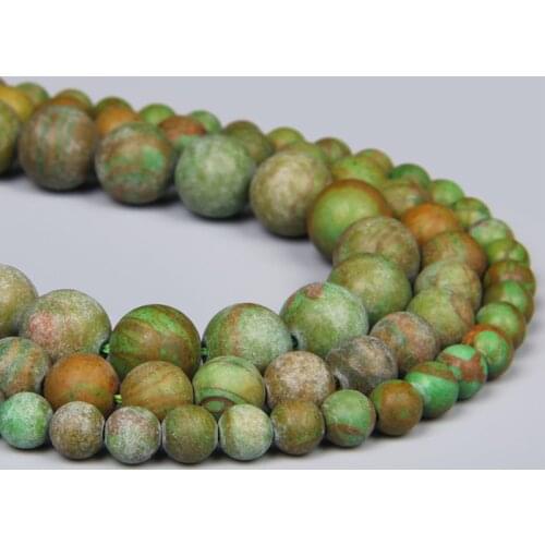 Natural Green Matte Jades Loose Spacer Beads For Handmade Fashion Jewelry Making DIY Bracelet Necklace Earrings Wholesale Bulk