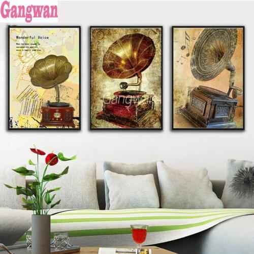 New diamond embroidery mosaic Classical musical instrument diamond paintings full square round drill stitch cross 3pcs music art