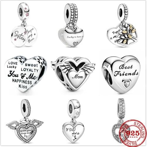 New style 925 sterling silver charm beads mother family member friend fit original pandora bracelet DIY womens jewelry