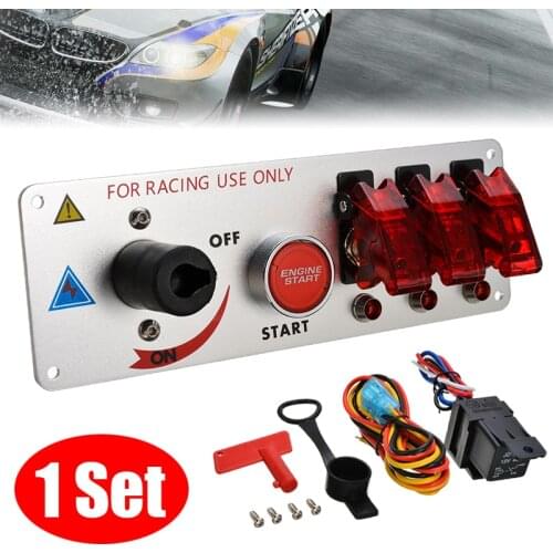New High Quality Convenient 12V Auto LED Toggle Ignition Switch Panel Racing Car Engine Start Push Set
