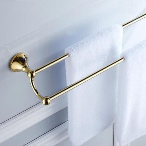 Wholesale Retail Promotion Bathroom Accessories,Brass Golden Finish Double Towel Bar&Towel Racks Holder
