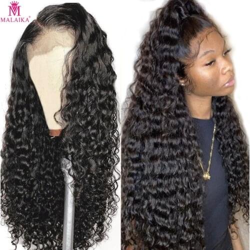 Malaika Brazilian PrePlucked Jerry Curl Wig Lace Front Wig Vemy Curly Lace Front Human Hair Wigs 13X4 Lace Wigs For Black Women