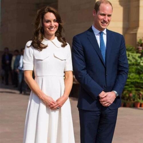 Kate Middleton Princess White Solid Dres Fashion A-Line Casual Dres