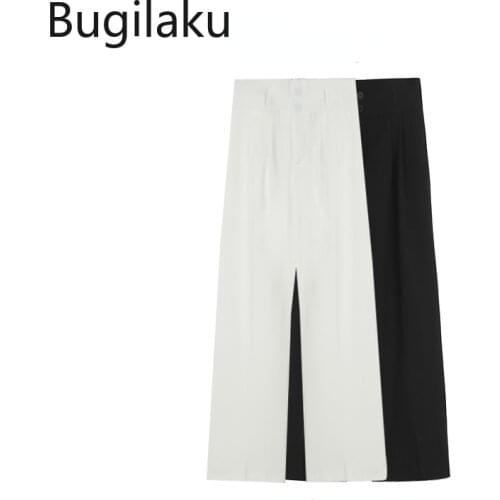 Bugilaku Casual Suit Trousers Female Summer New Solid Color Casual Loose High Waist Wide Leg Pantalones Korean Chic Pants Women