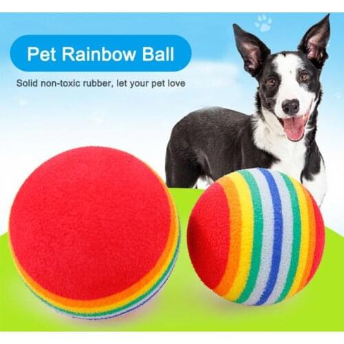 Rainbow 3.5cm Cat Toy Ball Interactive Cat Toys Play Chewing Rattle Scratch Ball Training Pet Supplies Golf Practice Soft Balls