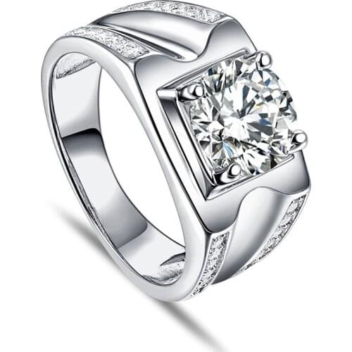 Real 925 sterling Silver Man Ring White Zirconia Rhinestones For Mans Gift Hot Popular