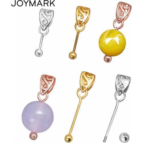 S925 Silver Pendant Bail Sterling Silver Pinch Screw Clasp Round Bead Jewelry Accessory DIY Pearl Jade Pendant 2pcs/lot SPB-023