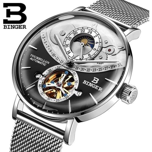 Switzerland Watch Men BINGER Automatic Mechanical Men Watches Luxury Brand Sapphire Relogio Masculino Waterproof Men Watch B-1-2