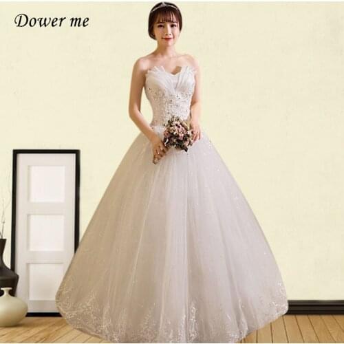 Wedding Dresses Strapless GR697 Appliques Lace Vestidos De Novia Pleat Ruched Beading Sleeveless Wedding Gowns Plus Size