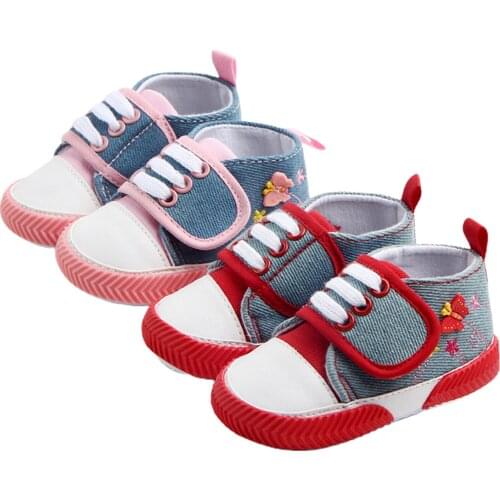 Infant Baby Girls Cute Prewalker Shoes Newborn Infant Toddler Girl Butterfly Floral Embroidery Anti-Slip First Walkers Shoes