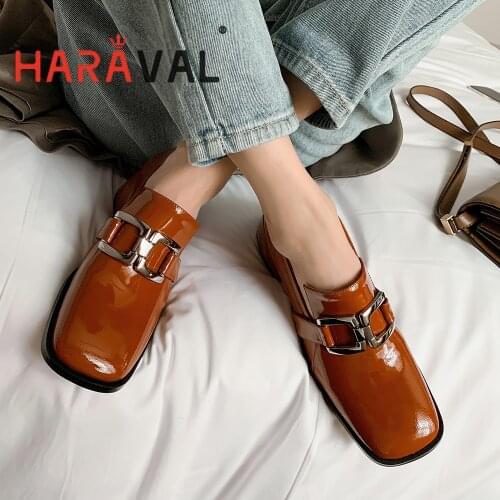 HARAVAL Women Pumps Shoes Mary Janes Elegant Office Lady Office & Career Spring Autumn BlackSlip-On Square Toe Shoes WomenB338