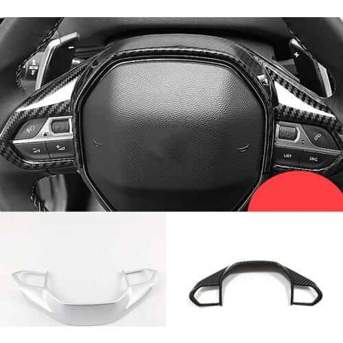 ABS Carbon fibre Car Steering Wheel Decoration Cover trim For Peugeot 508 Allure SW GT 2018 2019 car Accessories styling 1pcs