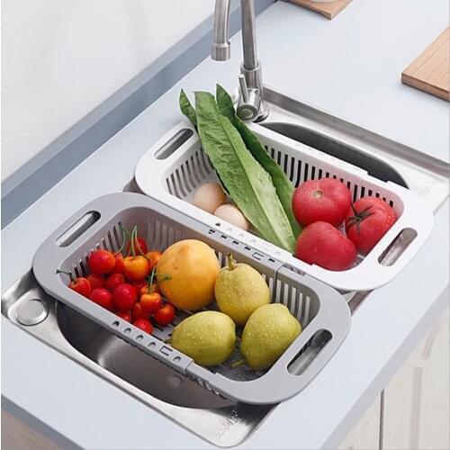 Retractable Sink Drain Basket Washing Sponge Holder Telescopic Sink Shelf Adjustable Faucet Basket Drain Rack
