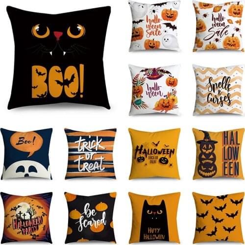 WZH Halloween Interesting pattern cartoon Cushion Cover Floral Pillow Case For Car Sofa Decor Pillowcase Home Pillows 45 x 45