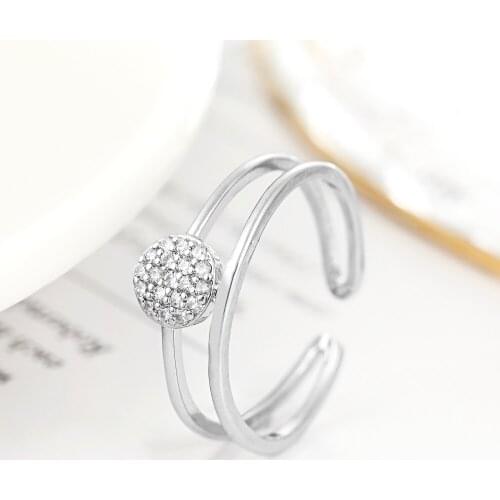 Women Rings Round Cubic Zirconia Rings Fashion Simple Irregular Adjustable Wedding Ring Give Girlfriend Birthday Gift Jewelry