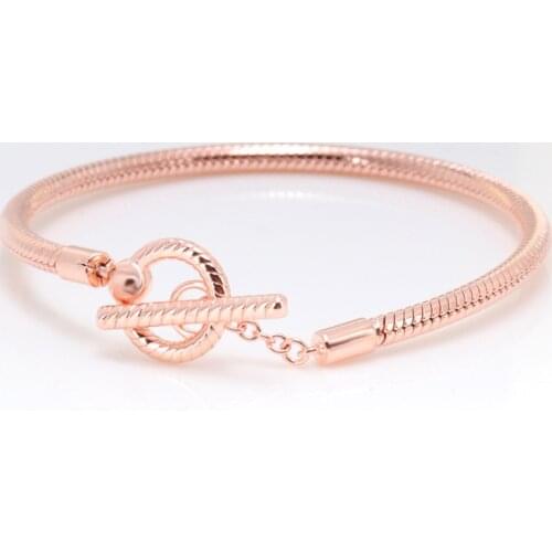 Bewill Real 925 Sterling Silver Moments T-shaped buckle Bracelet For Women Fit Original Brand