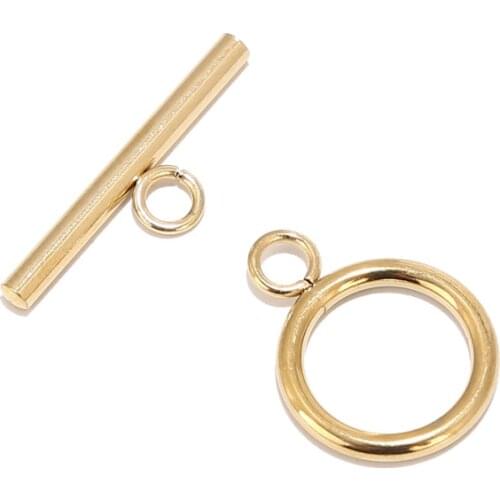 10 Sets Stainless Steel Gold Plated 2*15mm Toggle Clasps Chunky OT Clasp Accessories For DIY Jewelry Bracelet Necklace Making