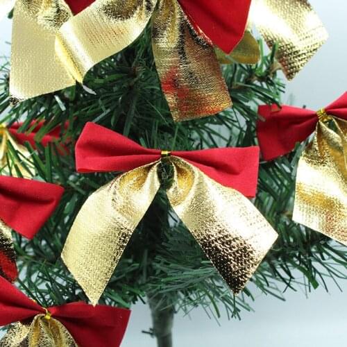 100pcs 5.5cm Bow Christmas Hanging Ornaments For Arrange Flower Xmas Tree Wedding Bridal Bouquet Table Hotal Bar Decoration