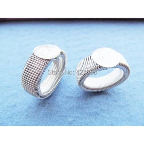 100pcs Silver tone/Bronze Smooth Stretchable Flexible Ring Charm Finding,Base Setting Tray,fit 12mm Cabochon,DIY Accessory