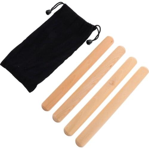 2 Pairs Rhythm Stick Durable Rhythm Stick Lummi Stick Musical Percussion Instrument Wood Claves with Bag for Children Beginner K