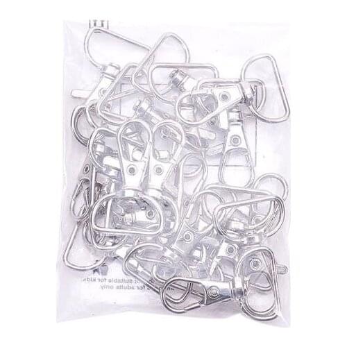 20Pcs 360° Metal Silver Swivel Trigger Snap Hooks Lobster Claw Clasps Large Size D Ring Keychain Hooks Jewelry Findings