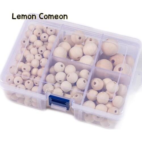 260Pcs/Set Wooden Natural Round Loose Beads Baby Teether Making Pacifier Chain Wooden DIY Craft Newborn Teething DIY Accessories