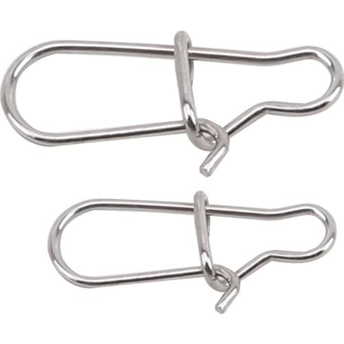 50Pcs/Set Fishing Connector Hooked Barrel Lure Carp Tool Goods Fishing Line Clip Lock Stainless Steel Swivel Solid Safety Snaps