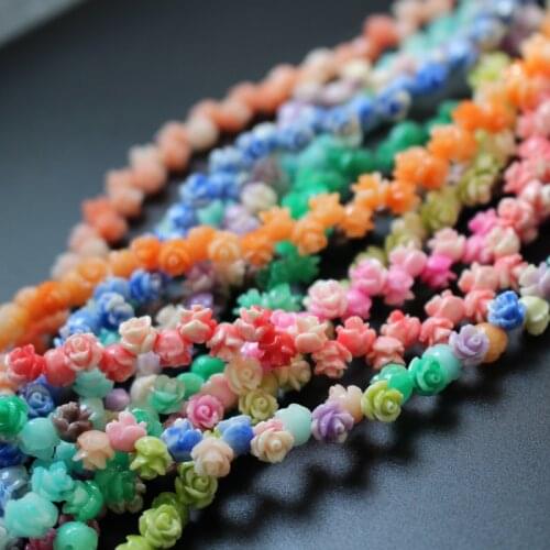 50pcs/Lot 6mm Double Colored Coral Beads Cabochon Rose Multi-Color Fashion Beads for Jewelry making DIY accessoires