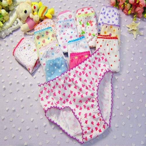 6pcs/pack New Baby Children Girls Underwears Briefs Soft Cotton Panties Cute Printed Kids Toddlers Short Underpants Mixed Color