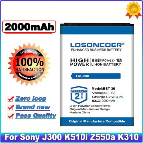 2000mAh BST-36 Battery for Sony Ericsson J300 K510i Z550a K310 J300C X0001 Z550C K320 K310i W200 Z550i Z558 k310c k510c