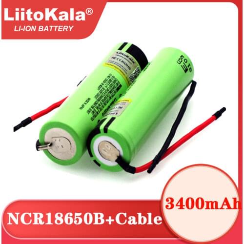 LiitoKala New Original NCR18650B 3.7v 3400mAh 18650 Li-ion Rechargeable Battery Welding Silica gel Cable DIY