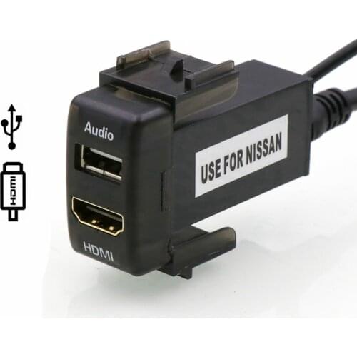 Car USB Audio Input Charger with HDMI Socket Use for NISSAN Qashqai Tiida X-trail Sunny NV200 Teana Sylphy Paladin March