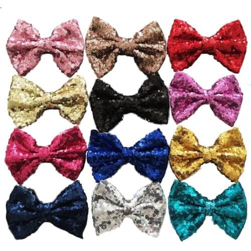 5'' Large Sequin Bows Baby Fabric Hair Bows Girls Kiids Bow Without Clips On Back 24pcs/lot free shipping
