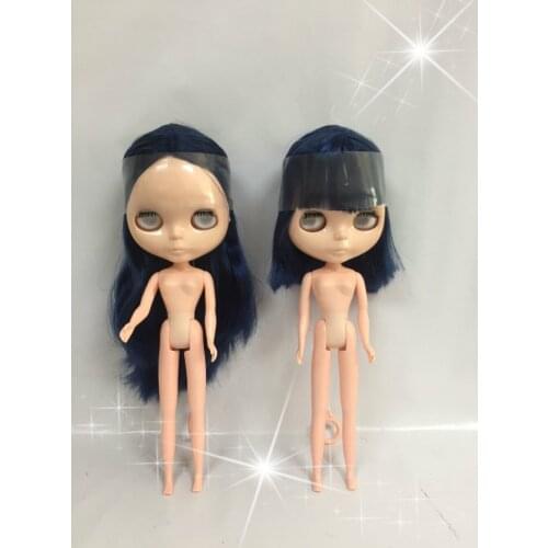 Without eyes chips Nude blyth doll for DIY 20170729 blue hair