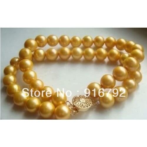 Free P&P >>>>> 2 ROW 9-MM SOUTH SEA AAA GOLDEN PEARLS BRACELET 7.5-8 INCH jewelry