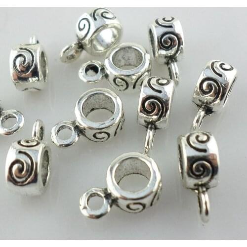 48pcs Tibetan Silver Spacer Connectors Charms Beads Bails Pendants 5x7x12mm Jewelry Findings