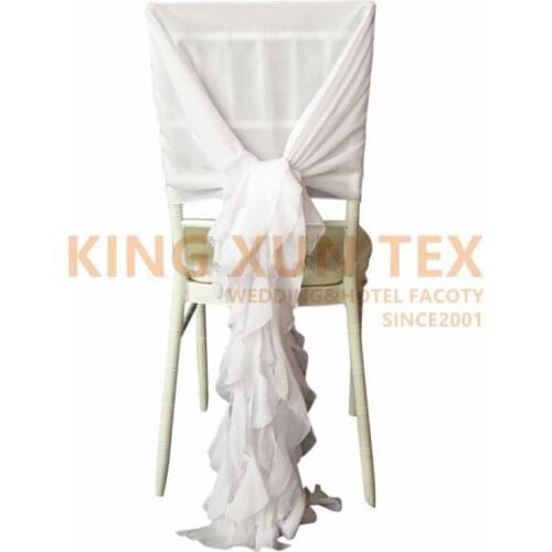 White Color Chiffon Chair Cover Cover Hood With Ruffles Willow Chair Covers For Wedding Decoration